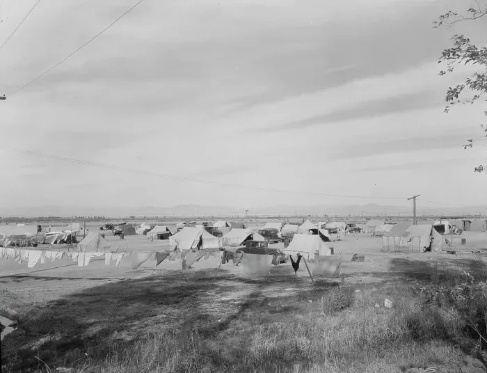 Framed Print : Auto camp north of Calipatria, California, 1937. Creator: Dorothea Lange Framed Print : Auto camp north of Calipatria, California, 1937. Creator: Dorothea Lange