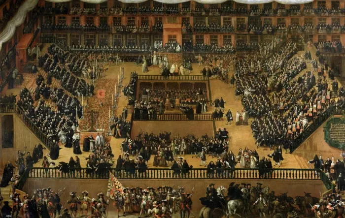 Framed Print : Auto-da-fe on Plaza Mayor. Artist: Rizi, Francisco (1614-1685) Framed Print : Auto-da-fe on Plaza Mayor. Artist: Rizi, Francisco (1614-1685)