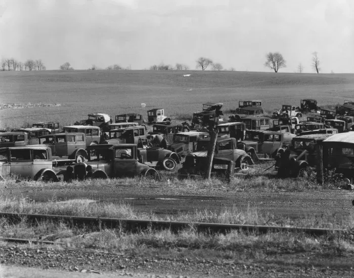 Framed Print : Auto dump near Easton, Pennsylvania, 1935. Creator: Walker Evans Framed Print : Auto dump near Easton, Pennsylvania, 1935. Creator: Walker Evans