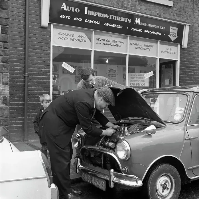 Framed Print : Auto Improvements, Mexborough, South Yorkshire, 1965. Artist: Michael Walters Framed Print : Auto Improvements, Mexborough, South Yorkshire, 1965. Artist: Michael Walters