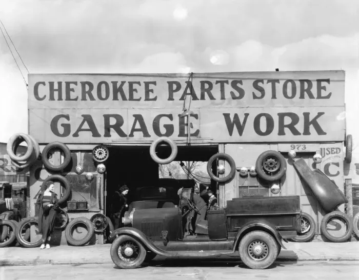 Framed Print : Auto parts shop, Atlanta, Georgia, 1936. Creator: Walker Evans Framed Print : Auto parts shop, Atlanta, Georgia, 1936. Creator: Walker Evans