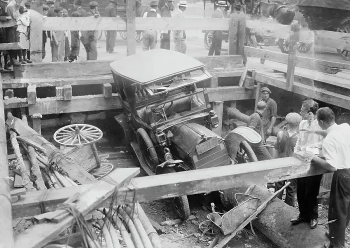 Framed Print : Auto in subway on 7th Ave. 1915. Creator: Bain News Service Framed Print : Auto in subway on 7th Ave. 1915. Creator: Bain News Service