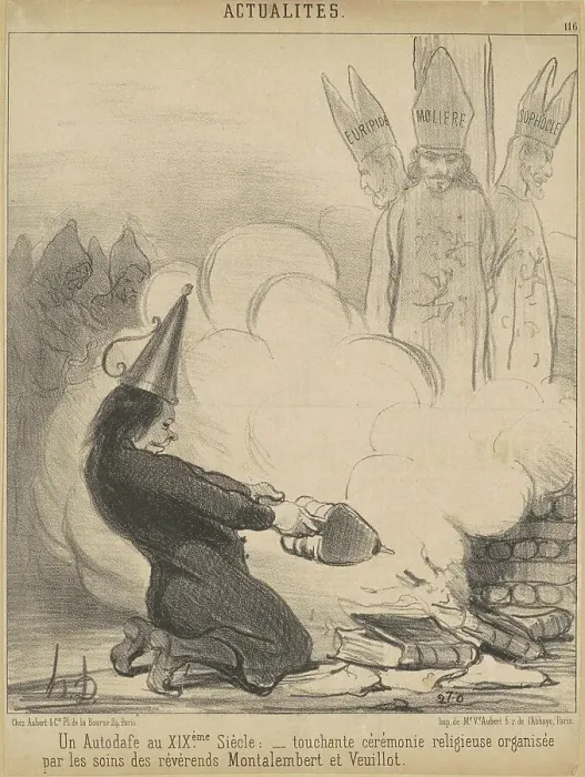 Framed Print : Un autodafé au XIXe siècle, 19th century. Creator: Honore Daumier Framed Print : Un autodafé au XIXe siècle, 19th century. Creator: Honore Daumier