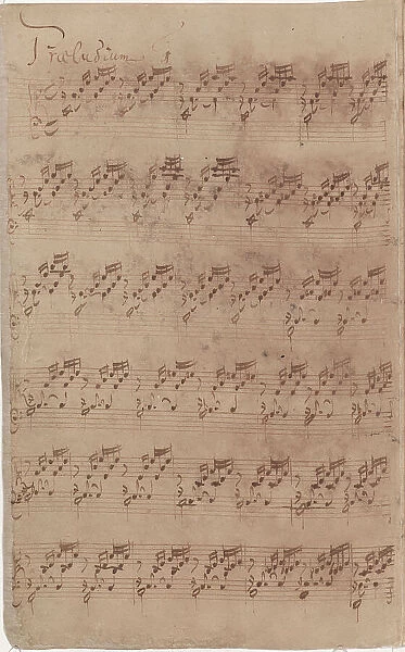 Autograph manuscript of the first page of the Prelude No. 1 from the first part of the Well..., 1722 Creator: Bach, Johann Sebastian (1685-1750)
