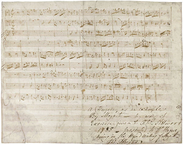 The autograph manuscript of a three-part Fugue in C, K. deest