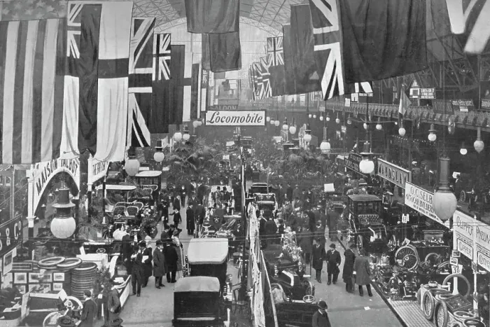 Framed Print : At an automobile exhibition, Agricultural Hall, Islington, London, 1902 (1903) Framed Print : At an automobile exhibition, Agricultural Hall, Islington, London, 1902 (1903)