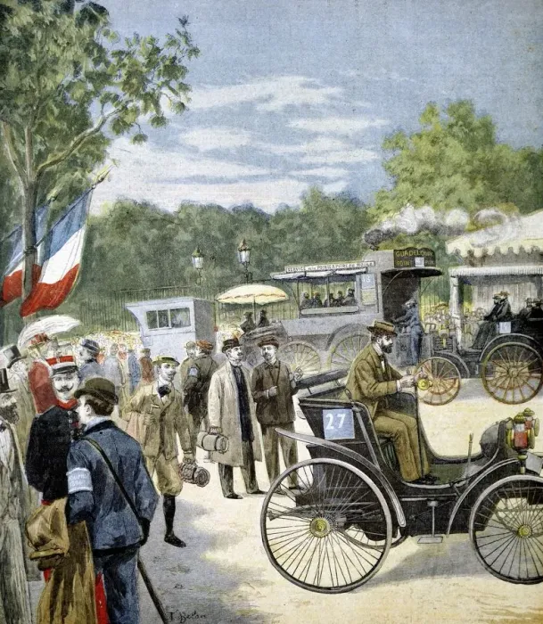 Framed Print : Automobile reliability trial between Paris and Rouen, sponsored by Le Petit Journal, 1894 Framed Print : Automobile reliability trial between Paris and Rouen, sponsored by Le Petit Journal, 1894