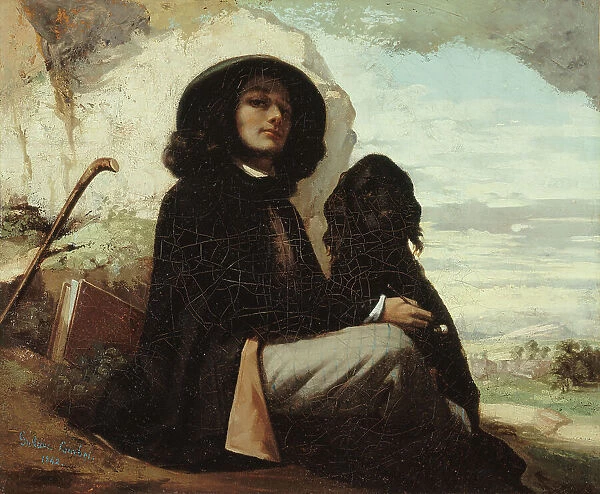 Autoportrait dit Courbet au chien noir, between 1842 and 1844. Creator: Gustave Courbet