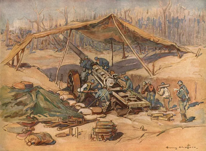 Framed Print : Autour de la Bataille; Canon de 138, 6 de la marine, 1918. Creator: Unknown