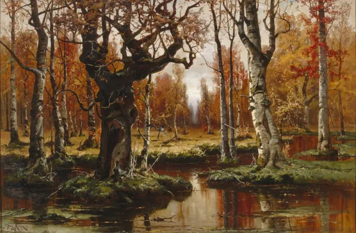 Framed Print : Autumn, 1881. Artist: Klever, Juli Julievich (Julius), von (1850-1924) Framed Print : Autumn, 1881. Artist: Klever, Juli Julievich (Julius), von (1850-1924)