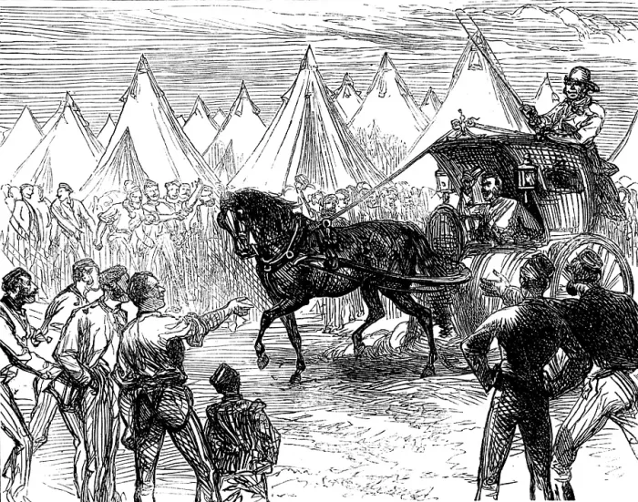 Framed Print : The Autumn Campaign on Dartmoor: a Hansom in camp, 1873. Creator: Unknown