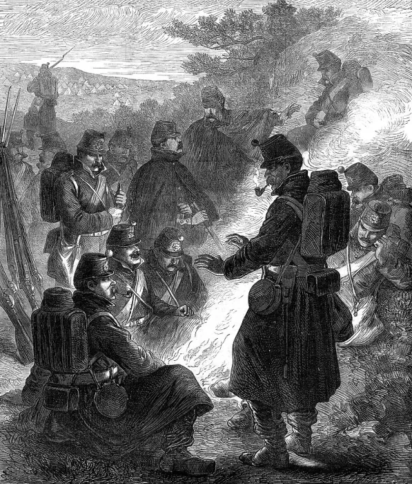 Framed Print : The Autumn Campaign: a reserve outlying picket, 1872. Creator: Unknown Framed Print : The Autumn Campaign: a reserve outlying picket, 1872. Creator: Unknown