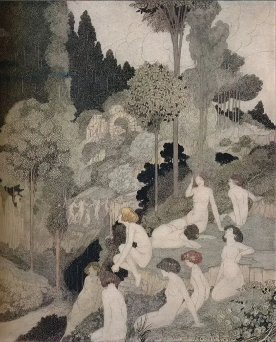Framed Print : An Autumn Interlude, c1910. Artist: Charles Robinson Framed Print : An Autumn Interlude, c1910. Artist: Charles Robinson