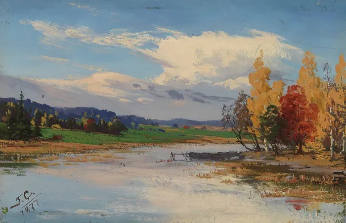 Framed Print : Autumn Landscape, 1877. Creator: Fanny Churberg Framed Print : Autumn Landscape, 1877. Creator: Fanny Churberg