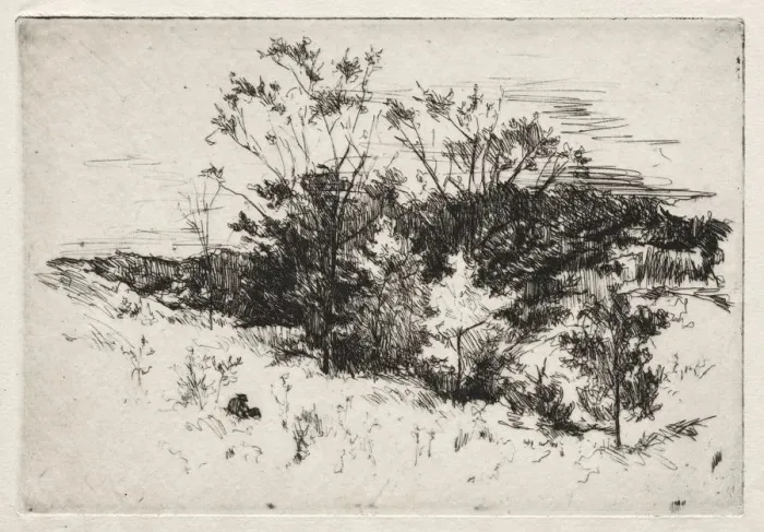 Framed Print : Autumn Landscape, 1879-80. Creator: John Henry Twachtman (American, 1853-1902)