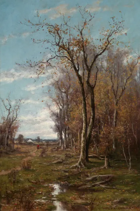 Framed Print : Autumn Landscape, 1886. Creator: Du Bois Fenelon Hasbrouck Framed Print : Autumn Landscape, 1886. Creator: Du Bois Fenelon Hasbrouck