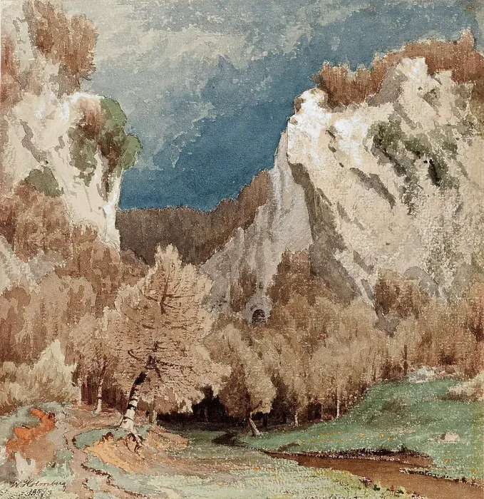 Framed Print : Autumn Landscape Near Dusseldorf, 1857. Creator: Werner Holmberg Framed Print : Autumn Landscape Near Dusseldorf, 1857. Creator: Werner Holmberg