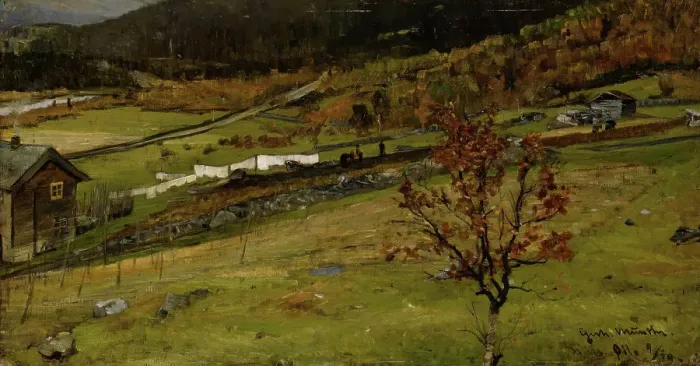 Framed Print : Autumn Landscape, Oylo, 1879. Creator: Gerhard Munthe Framed Print : Autumn Landscape, Oylo, 1879. Creator: Gerhard Munthe