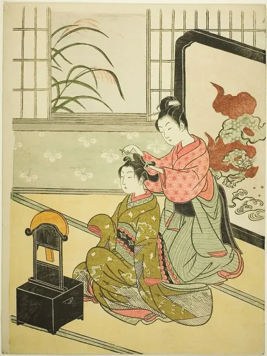 Framed Print : Autumn Moon in the Mirror (Kyodai no shugetsu), from the series Eight Views of the... c. 1766. Creator: Suzuki Harunobu. Autumn Moon in the Mirror (Kyodai no shugetsu), from the series Eight Views of the... c. 1766 Framed Print : Autumn Moon in the Mirror (Kyodai no shugetsu), from the series Eight Views of the... c. 1766. Creator: Suzuki Harunobu. Autumn Moon in the Mirror (Kyodai no shugetsu), from the series Eight Views of the... c. 1766