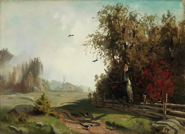 Framed Print : Autumn morning in Hakadal (Autumn morning in Ringerike), 1858. Creator: Werner Holmberg Framed Print : Autumn morning in Hakadal (Autumn morning in Ringerike), 1858. Creator: Werner Holmberg