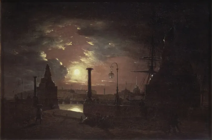 Framed Print : Autumn night in St. Petersburg, 1835. Artist: Vorobyev, Maxim Nikiphorovich (1787-1855) Framed Print : Autumn night in St. Petersburg, 1835. Artist: Vorobyev, Maxim Nikiphorovich (1787-1855)