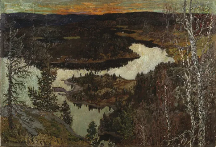 Framed Print : Autumn, Nordingrå, 1910. Creator: Helmer Osslund Framed Print : Autumn, Nordingrå, 1910. Creator: Helmer Osslund