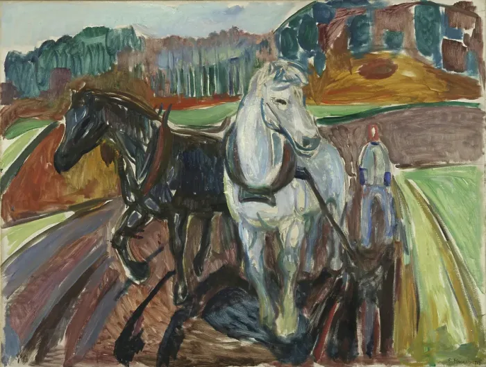 Framed Print : Autumn Ploughing, 1919. Creator: Edvard Munch Framed Print : Autumn Ploughing, 1919. Creator: Edvard Munch