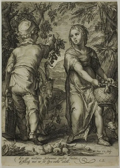 Framed Print : Autumn, from The Four Seasons, 1601. Creator: Jan Saenredam Framed Print : Autumn, from The Four Seasons, 1601. Creator: Jan Saenredam
