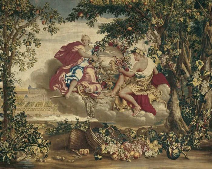 Framed Print : Autumn, from The Seasons, Paris, 1700 / 20. Creator: Gobelins Manufactory Framed Print : Autumn, from The Seasons, Paris, 1700 / 20. Creator: Gobelins Manufactory