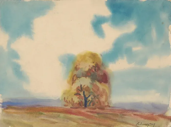Framed Print : Autumn tree, 1933. Creator: Zolo Palugyay Framed Print : Autumn tree, 1933. Creator: Zolo Palugyay