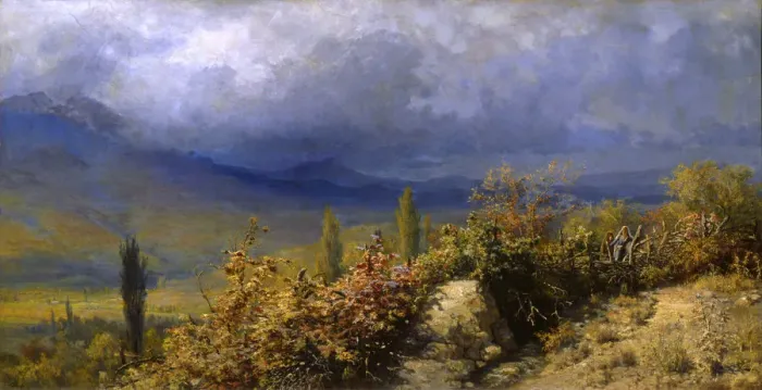Framed Print : Autumn view of the Crimea, 1884. Artist: Grigori Grigoryevich Myasoedov Framed Print : Autumn view of the Crimea, 1884. Artist: Grigori Grigoryevich Myasoedov