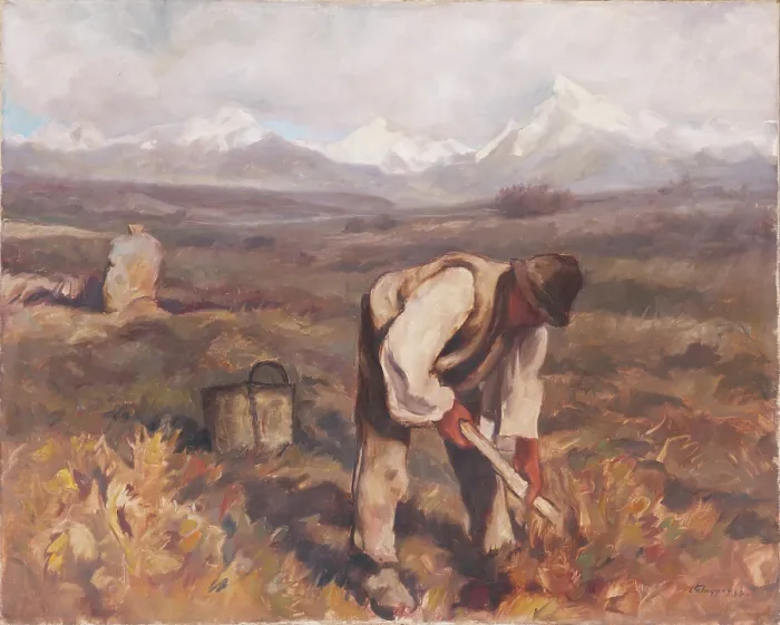 Framed Print : Autumn work (digging potatoes), 1934. Creator: Zolo Palugyay Framed Print : Autumn work (digging potatoes), 1934. Creator: Zolo Palugyay