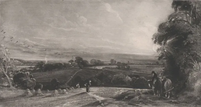 Framed Print : Autumnal Sunset, 1830. Creator: David Lucas Framed Print : Autumnal Sunset, 1830. Creator: David Lucas
