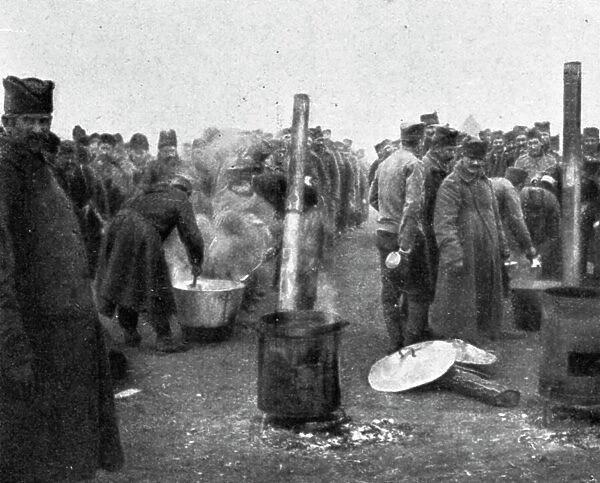 Aux Camps Serbes (Soldats et refugies civils) de Salonique; les cuisines des detchements... 1916. Creator: Hubert Jacques
