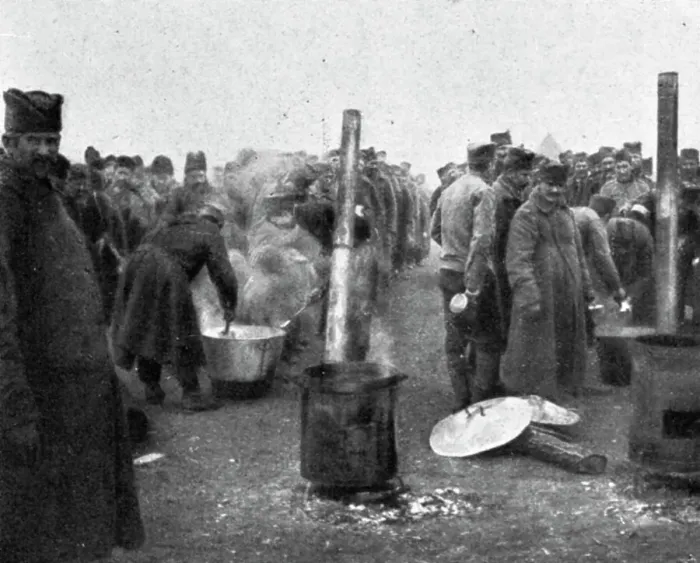 Framed Print : Aux Camps Serbes (Soldats et refugies civils) de Salonique; les cuisines des detchements... 1916. Creator: Hubert Jacques Framed Print : Aux Camps Serbes (Soldats et refugies civils) de Salonique; les cuisines des detchements... 1916. Creator: Hubert Jacques