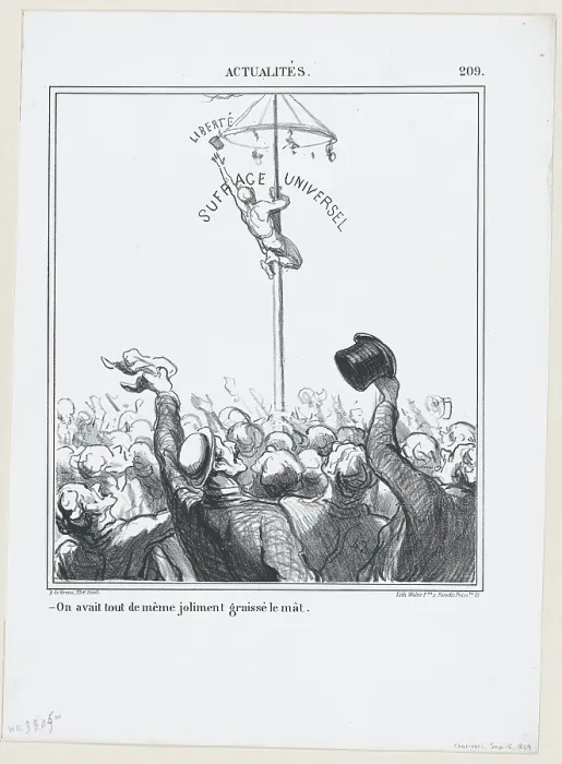 Framed Print : On avait tout de meme joliment graisse le mat, 1869. Creator: Honore Daumier Framed Print : On avait tout de meme joliment graisse le mat, 1869. Creator: Honore Daumier