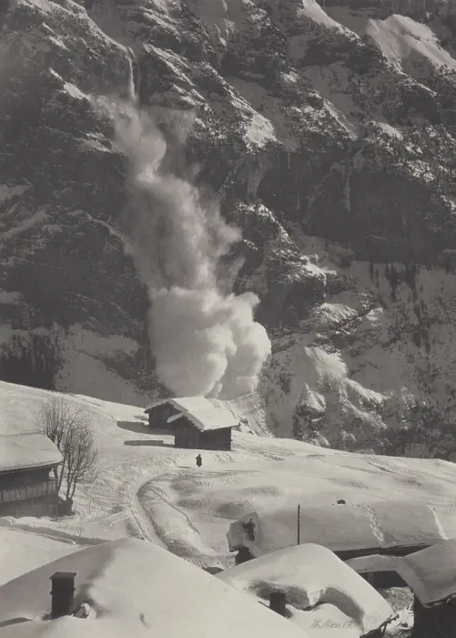 Framed Print : An avalanche, Swiss Alps, 1920s. Creator: Harry Moult Framed Print : An avalanche, Swiss Alps, 1920s. Creator: Harry Moult