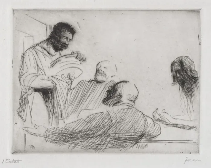 Framed Print : Avant le repas a Emmaus. Creator: Jean Louis Forain (French, 1852-1931)