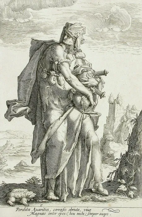 Framed Print : Avarice, c1587. Creator: Jacob Matham