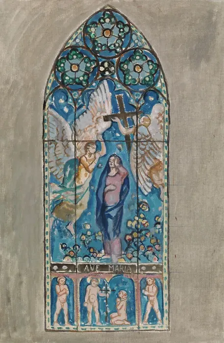 Framed Print : Ave Maria, sketch for a stained glass window in Pori Church, 1924. Creator: Magnus Enckell Framed Print : Ave Maria, sketch for a stained glass window in Pori Church, 1924. Creator: Magnus Enckell