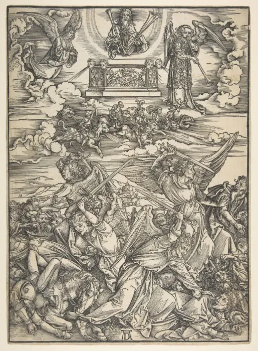 Framed Print : Four Avenging Angels, from the Apocalypse series. n. d. Creator: Albrecht Durer Framed Print : Four Avenging Angels, from the Apocalypse series. n. d. Creator: Albrecht Durer