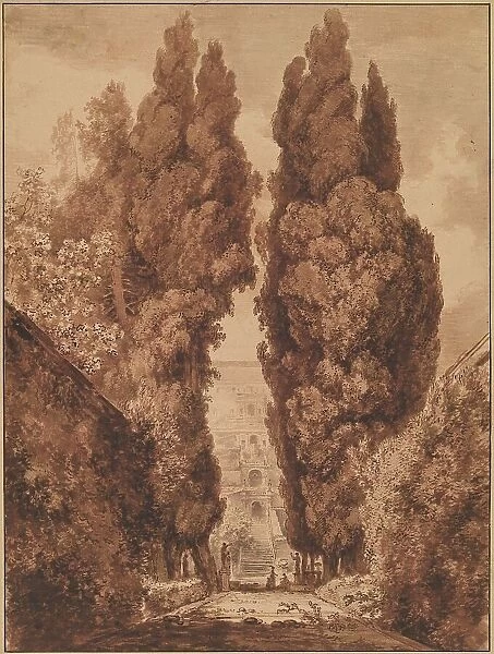 The Avenue of Cypresses at Villa d'Este, 1760 and c. 1765. Creator: Jean-Honore Fragonard