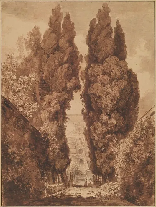 Framed Print : The Avenue of Cypresses at Villa d'Este, 1760 and c. 1765. Creator: Jean-Honore Fragonard Framed Print : The Avenue of Cypresses at Villa d'Este, 1760 and c. 1765. Creator: Jean-Honore Fragonard
