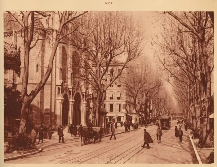 Framed Print : Avenue de la Victoire and Notre-Dame Church, Nice, 1930. Creator: Unknown Framed Print : Avenue de la Victoire and Notre-Dame Church, Nice, 1930. Creator: Unknown