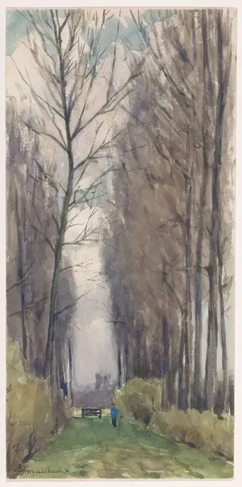 Framed Print : Avenue with tall trees, 1870-1920. Creator: Willem Wenckebach Framed Print : Avenue with tall trees, 1870-1920. Creator: Willem Wenckebach