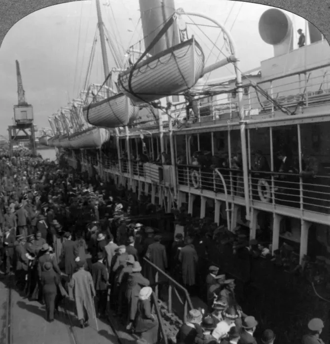 Framed Print : Aviation Corps boarding a ship, World War I, 1914-1918. Artist: Realistic Travels Publishers Framed Print : Aviation Corps boarding a ship, World War I, 1914-1918. Artist: Realistic Travels Publishers