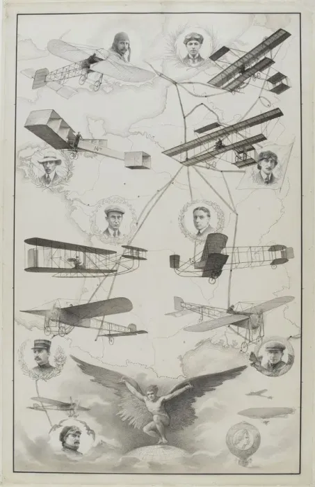 Framed Print : Aviation pioneers of France, 1910 Framed Print : Aviation pioneers of France, 1910
