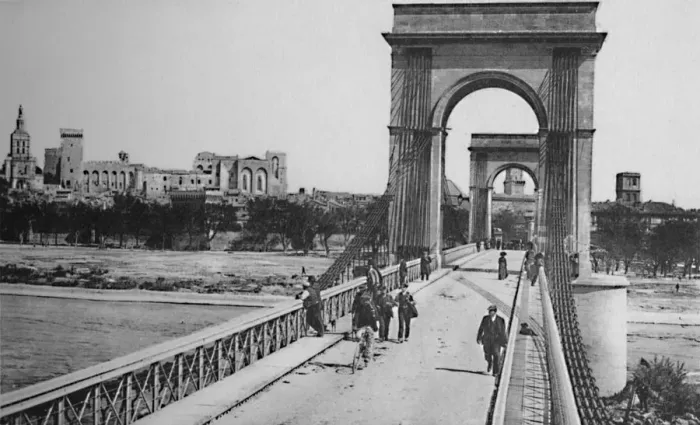 Framed Print : Avignon - Suspended Bridge, c1925