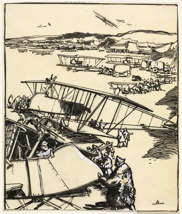 Framed Print : Avions reposant sur le terrain, 1914. Creator: Auguste Louis Lepere (French, 1849-1918) Framed Print : Avions reposant sur le terrain, 1914. Creator: Auguste Louis Lepere (French, 1849-1918)