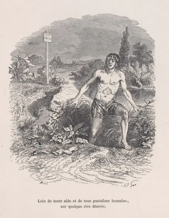 Framed Print : Away from all help and without pants, on some deserted shore from the Little Miseries of Framed Print : Away from all help and without pants, on some deserted shore from the Little Miseries of